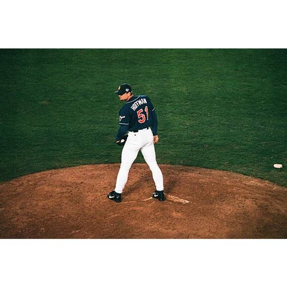 San Diego Padres 1997-1998 Russell DIAMOND jersey 44 M navy orange MLB vintage - Picture 13 of 15